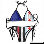 Fashion Sexy Women's Chicago American USA Flag Pride Printing Bikini Set Adjustable Beachwear Swimsuit One Size B07MP2LWX1